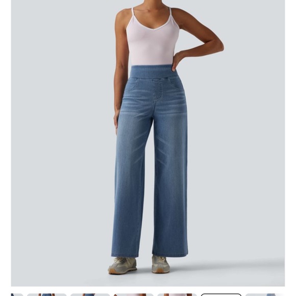 HALARA Denim - Halara Flex™ High Waisted Tummy Control Wide Leg Casual Jeans with Pockets